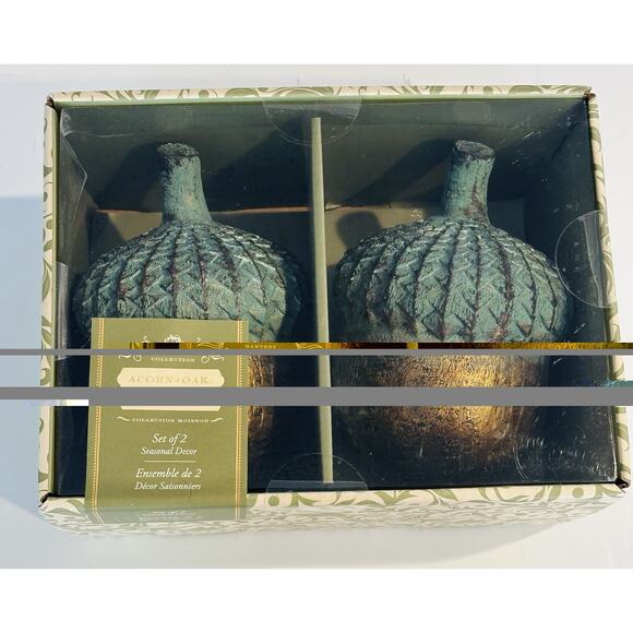 Acorn+Oak" decorative acorns from the Harvest Collection Set Of 2 NIB Fall Decor - Picture 1 of 6